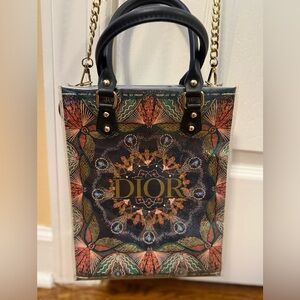 Multicolor Crossbody Bag with Gold Accents